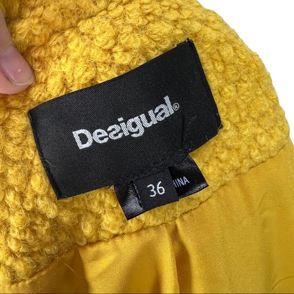 Desigual LAND Overcoat in Solar Power Yellow with Rainbow Zipper Sz 36/ US XS/S - Picture 11 of 11